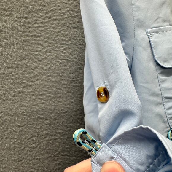 Prodoh Fishing Shirt Boys 6 Vented Long Roll Tab Sleeve Button Down UPF 50+ NEW - Picture 7 of 10